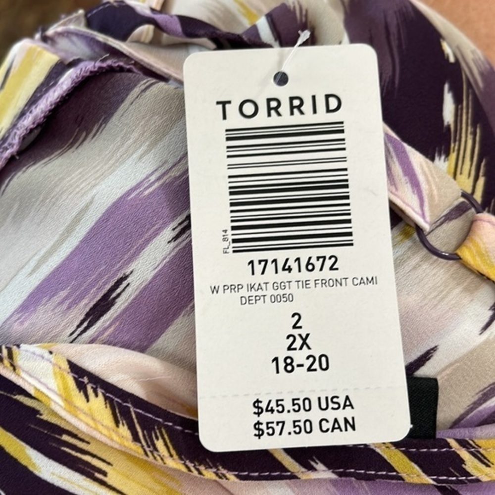 Torrid Peplum Georgette Tie-Front Cami NWT Sz 2X - Picture 8 of 9